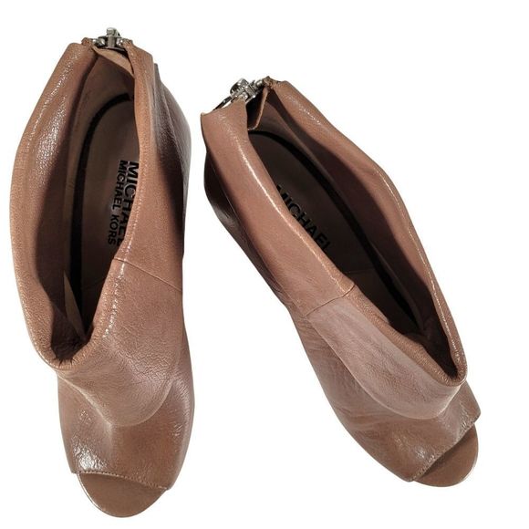 Michael Kors Leather Upper Peep Toe Zip Up Shooties - Picture 8 of 14